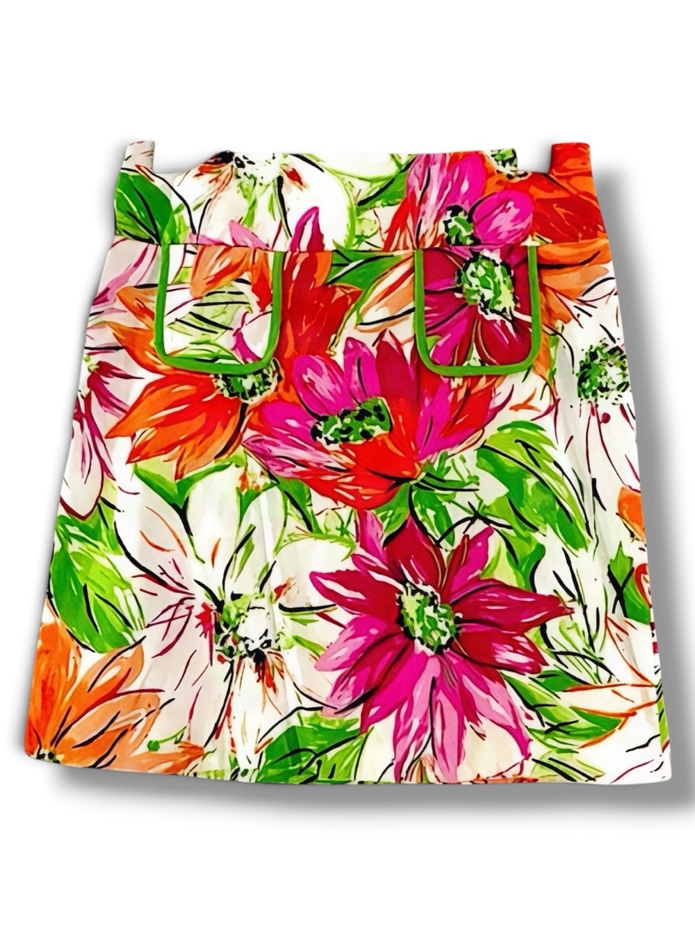 CITY SILK Pink orange & lime green Floral Pencil Skirt  SZ 12